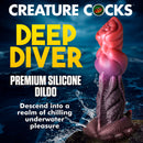 Creature Cocks Deep Diver Silicone Dildo in vibrant colors designed for ocean-themed fantasies.
