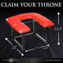 Master Series Face Rider Queening Chair Red dimensions with plush padded design, ideal for comfort during queening play.