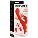 Inmi Flicking Silicone Rabbit Vibrator Red packaging showcasing its features and 12 flicking modes.