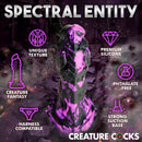 Creature Cocks Grim Silicone Dildo Purple and Black showcasing unique texture and strong suction base.