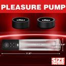 Size Matters Sucking Penis Pump with Digital Display showcasing pleasure pump units and measurement details.