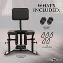Master Series Pleasure Throne Oral Sex Chair Black with wrist cuffs and carabiners included in the set.