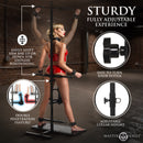 Ultimate Enforcer Forced Orgasm Tower with Sex Machine featuring sturdy steel frame and adjustable design, perfect for dungeon play.