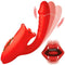 Lickgasm Deep Kiss Kissing Silicone Rabbit Vibrator Red with ribbed shaft and kissing clitoral stimulator illustration.