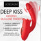 Lickgasm Deep Kiss Kissing Silicone Rabbit Vibrator Red with 3 speeds and 7 vibration patterns for ultimate pleasure.