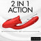 Lickgasm Deep Kiss Kissing Silicone Rabbit Vibrator Red displayed with dimensions and 2 in 1 action highlight.