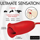 Lickgasm Magic Kiss Clitoral Stimulator with Thrusting Bullet features kissing and tongue motions for ultimate pleasure.