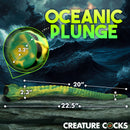Creature Cocks Titan Tentacle Extra Long Silicone Dildo with dimensions and design details in oceanic setting.