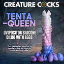 Tenta-Queen Ovipositor Silicone Dildo with Eggs featuring tentacle design and six silicone eggs.