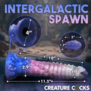 Tenta-Queen Ovipositor Silicone Dildo with Eggs featuring tentacle design and measurements for enhanced adventure.