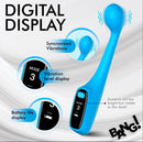 Digital G-Spot vibrator with LED display showcasing modes, vibration levels, and battery life features.