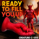 Creature Cocks Demon Claw Fisting Silicone Dildo Red with a bold, textured design features a scaled hand and claws.