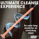Hosed 19 Inch Slim Silicone Enema Hose Flesh with water splashes for deep cleaning experience.