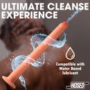 Hosed 15 Inch Thick Silicone Enema Hose Flesh with water flow, perfect for anal cleansing and comfort.
