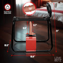 Lovebotz Bangin' Bench with Thrusting and Vibrating Dildo dimensions and features illustration.