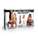 Lovebotz Bangin' Bench with Thrusting and Vibrating Dildo packaging showing premium silicone dildo and features.