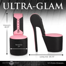 Master Series Stiletto Corset Chair Pink dimensions showing height, width, and length with retro design.