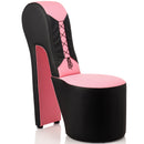 Master Series Stiletto Corset Chair Pink in black and pink color, perfect for glamorous and functional decor.