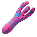 Tenta-Come Come-Hither Tentacle Silicone Vibrator featuring three curling tentacles in vibrant pink and blue.