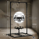 Master Series Pleasure Post Bondage Saddle Frame Black adjustable stand dimensions 79 inches high, 47 inches wide.