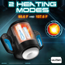 Cyber Milker Stroking & Vibrating Masturbator featuring 2 heating modes at 98.6 F and 107.6 F for enhanced pleasure.