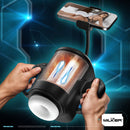 Cyber Milker Stroking & Vibrating Masturbator with phone mount and easy controls for hands-free use.