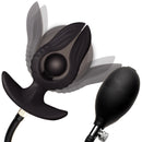 Master Series Dark Pearl Inflatable Vibrating Butt Plug with hand pump for adjustable fullness.