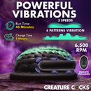Creature Cocks Dragon Vibrating Silicone Grinder Green features powerful vibrations, 3 speeds, and remote control.