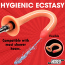 Hosed 19 Inch Slim Silicone Enema Hose Flesh with realistic design, compatible with most shower hoses.