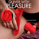 Rose Delight Silicone Thrusting Vibrator showcasing petal texture and stimulating ridges for ultimate pleasure.