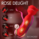 Rose Delight Silicone Thrusting Vibrator with multiple stimulation points for enhanced pleasure.