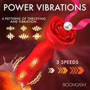 Rose Delight Silicone Thrusting Vibrator showcasing 6 patterns of thrusting and vibration with 3 speeds.