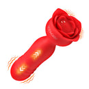 Rose Delight Silicone Thrusting Vibrator in red with rose design, featuring deep vibration and thrusting sensations.