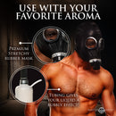 Master Series Dark Inhaler Gas Mask with Bottle featuring stretchy rubber and tubing for an enhanced experience.