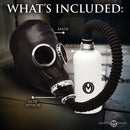 Master Series Dark Inhaler Gas Mask with Bottle components including mask, bottle, and hose attachment.
