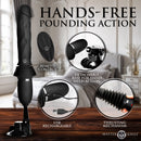 Master Series Ultimate Power Pounder Thrusting Dildo Black with remote control and detachable base for hands-free action.