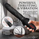 Master Series Ultimate Power Pounder Thrusting Dildo Black showcasing realistic design and adjustable features.