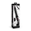 Master Series Ultimate Power Pounder Thrusting Dildo Black packaging with remote and feature highlights.