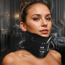 Master Series Rigid Locking Posture Collar with Chin Brace worn by a model, showcasing its commanding design and structure.