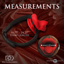 Master Series Vibrating Sissy Mouth Gag Red strap measurements 16.75" - 24.25" and gag diameter 1.8".