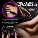 Bodylight Attachment demonstrating Zeus Electrosex Ultimate Edition Violet Wand Set for E-stim sensations.