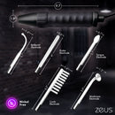 Zeus Electrosex Ultimate Edition Violet Wand Set showcasing different glass electrodes and wand dimensions.