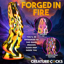 Creature Cocks Dragon Glass Dildo Metallic Yellow Pink displayed in a vibrant setting with tapered tip and stimulating texture.