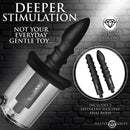 Rosebud Driller Deluxe Set Vibrating Silicone Rosebud Pump image showcasing premium silicone design and two anal rods.