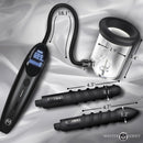 Rosebud Driller Deluxe Set Vibrating Silicone Rosebud Pump features digital controller, silicone parts, suction modes, and dimensions.