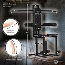 Master Series Enforcer Chair with Sex Machine dimensions and features including thrust length and width measurements.