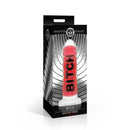 Master Series Bitch 7 Inch Ribbed Silicone Dildo in packaging with bold red and black design.