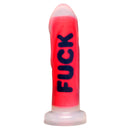 Master Series Fuck Ribbed Silicone Dildo Red with bold FUCK label and vibrant red design.