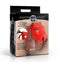 Master Series Bull Chastity Cage Red packaging featuring a bull head design with easy locking mechanism and adjustable rings.
