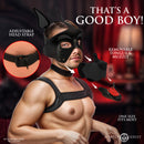 Master Series Alpha Dog Vegan Leather Pup Hood Black with adjustable head strap and removable tongue and muzzle features.